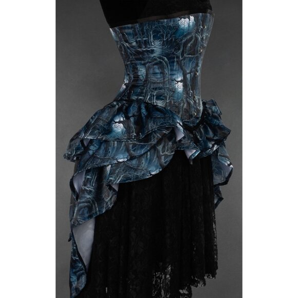New Victorian Gothic Steampunk Corset Bustle Skirt Enchanted Forest - Picture 3 of 5